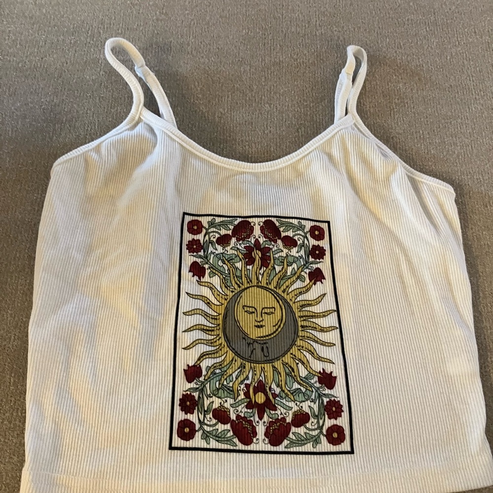 White Sun and Floral Print Women's Top